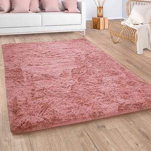 Hochflor-Teppich PACO HOME Silky 591, lila (beere), B:200cm H:37mm L:290cm, Polyester, Teppiche, Uni-Farben, besonders weich und kuschelig