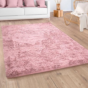 Hochflor-Teppich PACO HOME Silky 591, rosa, B:200cm H:37mm L:290cm, Polyester, Teppiche, Uni-Farben, besonders weich und kuschelig