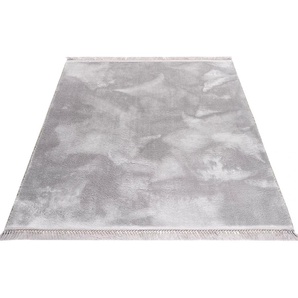 Hochflor-Teppich SEHRAZAT Soft mit Fransen Teppiche Gr. B/L: 200 cm x 290 cm, 25 mm, 1 St., grau Esszimmerteppiche Kunstfell, waschbar, kuschelweich, rutschhemmender Rücken