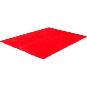 Hochflor-Teppich TOM TAILOR HOME Soft Teppiche Gr. B/L: 190 cm x 190 cm, 35 mm, 1 St., rot Esszimmerteppiche handgetuftet, Uni-Farben, super weich und flauschig