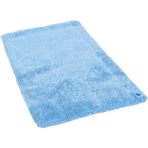 Hochflor-Teppich TOM TAILOR HOME Soft Teppiche Gr. B/L: 65 cm x 135 cm, 35 mm, 1 St., blau (hellblau) Esszimmerteppiche handgetuftet, Uni-Farben, super weich und flauschig