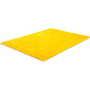 Hochflor-Teppich TOM TAILOR HOME Soft Teppiche Gr. B/L: 65 cm x 135 cm, 35 mm, 1 St., gelb Esszimmerteppiche handgetuftet, Uni-Farben, super weich und flauschig