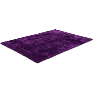 Hochflor-Teppich TOM TAILOR HOME Soft Teppiche Gr. B/L: 65 cm x 135 cm, 35 mm, 1 St., lila Esszimmerteppiche handgetuftet, Uni-Farben, super weich und flauschig