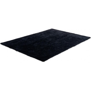 Hochflor-Teppich TOM TAILOR HOME Soft Teppiche Gr. B/L: 85 cm x 155 cm, 35 mm, 1 St., schwarz (black) Esszimmerteppiche handgetuftet, Uni-Farben, super weich und flauschig
