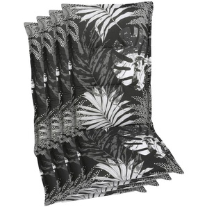 Hochlehnerauflage GO-DE Polsterauflagen Gr. B/H/T: 50 cm x 7 cm x 120 cm, Floral 4 St., schwarz Gartenstuhlauflagen 120x50 cm