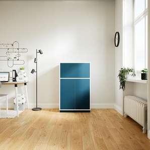 Hochschrank Blau - Moderner Schrank: Schubladen in Blau & Türen in Blau - Hochwertige Materialien - 77 x 123 x 47 cm, konfigurierbar