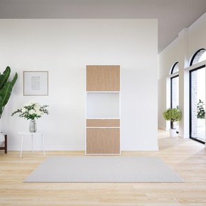 Hochschrank Eiche - Moderner Schrank: Schubladen in Eiche & Türen in Eiche - Hochwertige Materialien - 77 x 195 x 47 cm, konfigurierbar