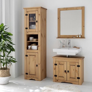 Hochschrank 50 x 185 x 40cm Braun/Kiefer Natur