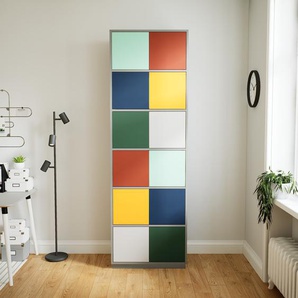 Hochschrank Hellgrau - Moderner Schrank: Türen in Blau - Hochwertige Materialien - 77 x 238 x 47 cm, Selbst zusammenstellen