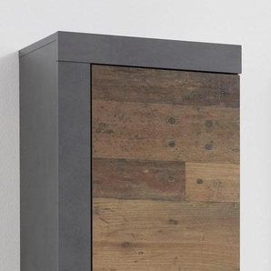 Hochschrank INOSIGN Ilana Schränke Gr. B/H/T: 36 cm x 184 cm x 31 cm, 2 St., grau (matera, old wood) Badmöbelserien moderner Industrial Style