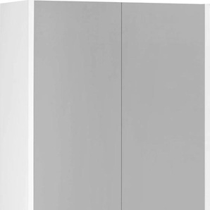 Hochschrank INOSIGN Lynn Schränke Gr. B/H/T: 56,9 cm x 164,5 cm x 33,0 cm, 4 St., grau (perl weiß, platingrau) Bad-Hochschränke Hochschrank Breite 56,9 cm, Höhe 164,5 grifflos, wechselbarer Türanschlag