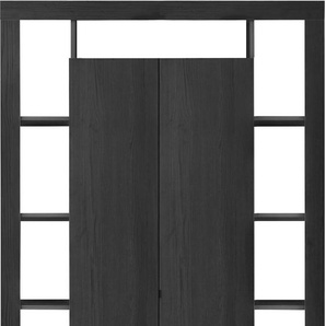 Hochschrank INOSIGN Rimini Schränke Gr. B/H/T: 134 cm x 217 cm x 42 cm, 2 St., Komplettausführung, schwarz (schwarz melamin holzstruktur) Hochschrank Breite 134 cm