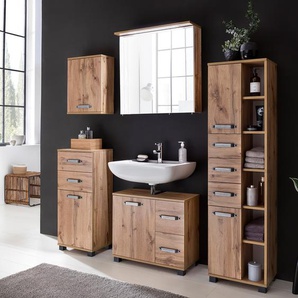 Hochschrank Milan II 42 x 164 x 32cm Braun/Eiche Landhaus Dekor