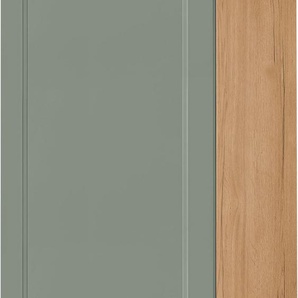 Hochschrank NOBILIA Cascada, Ausrichtung wählbar, mit zwei Türen, vormontiert Schränke Gr. B/H/T: 60 cm x 216,6 cm x 58,3 cm, Türanschlag links, 2 St., grün (front: lacklaminat schilf, korpus: eiche sierra nachbildung) Hochschrank Küchenschrank