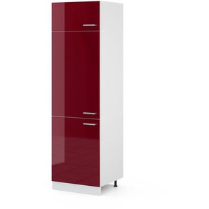 Hochschrank R-Line, Bordeaux Hochglanz, 60 cm mit Türen Vicco