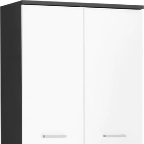 Hochschrank SCHILDMEYER Mobes Schränke Gr. B/H/T: 59,8 cm x 193,7 cm x 32,6 cm, 4 St., grau (anthrazit, weiß) Bad-Hochschränke Hochschrank Schränke BreiteHöhe: 59,8193,7 cm, Badschrank mit 2 breiten Schubkästen