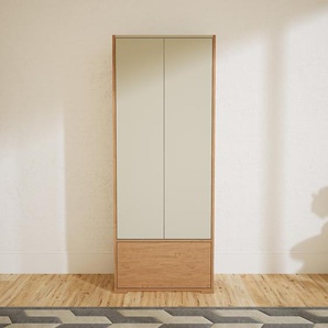 Hochschrank Taupe - Moderner Schrank: Schubladen in Eiche & Türen in Taupe - Hochwertige Materialien - 77 x 196 x 47 cm, konfigurierbar