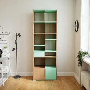 Hochschrank Taupe - Moderner Schrank: Schubladen in Mint & Türen in Mint - Hochwertige Materialien - 79 x 234 x 47 cm, konfigurierbar