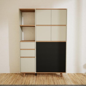 Hochschrank Taupe - Moderner Schrank: Schubladen in Taupe & Türen in Taupe - Hochwertige Materialien - 115 x 168 x 34 cm, konfigurierbar