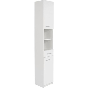 Hochschrank , Weiß , Holzwerkstoff , 3 Fächer , 1 Schubladen , 30x192x30 cm , Badezimmer, Badezimmerschränke, Hochschränke