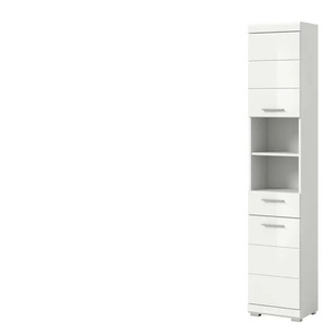 Hochschrank SCHLOONSEE  Breite 37cm  2 Tür  1 Schubkasten  2 offene Fächer  MDF-Front  in verschiedenen Farben erhältlich  Badmöbel  Badschrank  Schrank  Bad  Schloonsee ¦ weiß ¦ Maße (cm): B: 37 H: 191