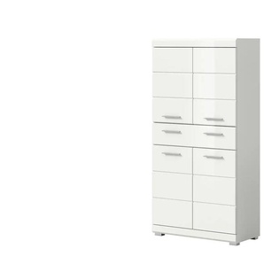Midischrank SCHLOONSEE  Breite 74cm  4 Türen  1 Schubkasten  4 Fächer  MDF-Front  in verschiedenen Farben erhältlich  Badmöbel  Badschrank  Schrank  Bad  Schloonsee ¦ weiß ¦ Maße (cm): B: 74 H: 141