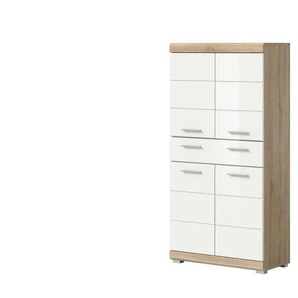 Midischrank SCHLOONSEE  Breite 74cm  4 Türen  1 Schubkasten  4 Fächer  MDF-Front  in verschiedenen Farben erhältlich  Badmöbel  Badschrank  Schrank  Bad  Schloonsee ¦ weiß ¦ Maße (cm): B: 74 H: 141