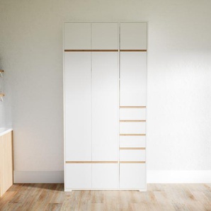 Hochschrank Weiß - Moderner Schrank: Schubladen in Weiß & Türen in Weiß - Hochwertige Materialien - 115 x 234 x 34 cm, konfigurierbar