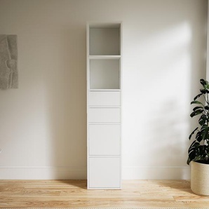 Hochschrank Weiß - Moderner Schrank: Schubladen in Weiß & Türen in Weiß - Hochwertige Materialien - 41 x 195 x 34 cm, konfigurierbar