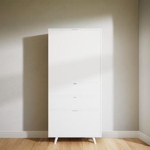 Hochschrank Weiß - Moderner Schrank: Schubladen in Weiß & Türen in Weiß - Hochwertige Materialien - 77 x 168 x 34 cm, konfigurierbar
