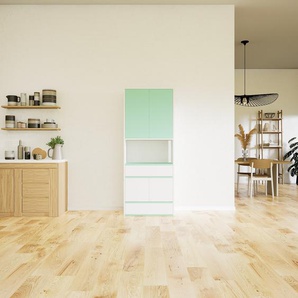 Hochschrank Weiß - Moderner Schrank: Schubladen in Weiß & Türen in Weiß - Hochwertige Materialien - 77 x 195 x 47 cm, konfigurierbar