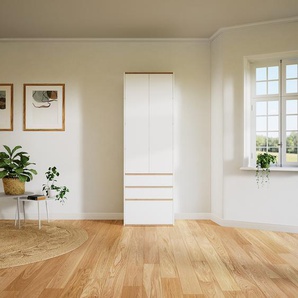 Hochschrank Weiß - Moderner Schrank: Schubladen in Weiß & Türen in Weiß - Hochwertige Materialien - 77 x 233 x 47 cm, konfigurierbar
