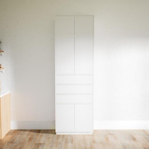 Hochschrank Weiß - Moderner Schrank: Schubladen in Weiß & Türen in Weiß - Hochwertige Materialien - 77 x 238 x 34 cm, konfigurierbar