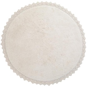 Hochwertiger Teppich „Perla“ getuftet, mit Spitze, ecru, 110 cm Durchmesser, aus Baumwolle, von Nattiot