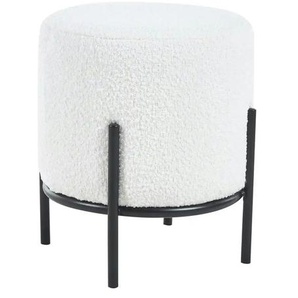 Hocker aus Bouclé - weiß - Materialmix - 35 cm - 38 cm - 35.0 | Möbel Kraft