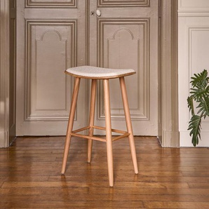 Hocker aus massivem Teakholz Bouclé-Sitz 75 cm