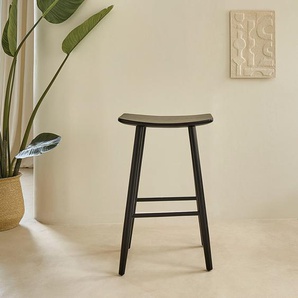 Hocker aus massivem Teakholz schwarz 75 cm
