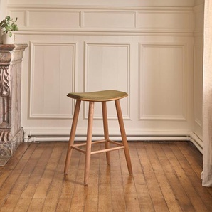 Hocker aus massivem Teakholz und Sitzfläche aus Cord 65 cm