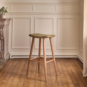 Hocker aus massivem Teakholz und Sitzfläche aus Cord 75 cm