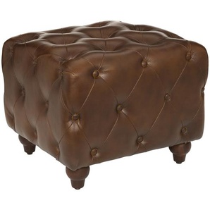 Hocker Chester Leder und Holz, Braun