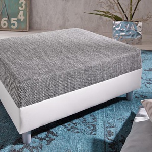 Hocker Clovis B98 x T83 Weiss/Hellgrau Modul Strukturstoff, Design Hocker, Couch Loft, Modulsofa, modular