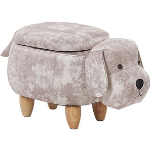 Hocker für Kinder Holz Samtstoff Beige Hund-Form mit Stauraum Kinderzimmer