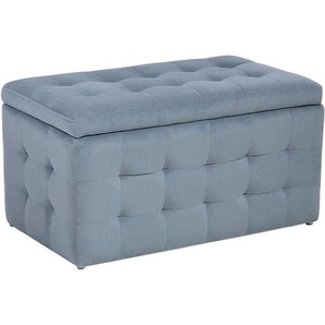 Hocker Grau Samt Rechteckig mit Stauraum Deckel Steppung Modern Sitzbank Bettbank Fußbank Fußhocker Schemel Schlafzimmer Wohnzimmer Flur