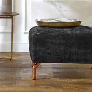 Hocker GUIDO MARIA KRETSCHMER HOME&LIVING Logge Gr. B/H/T: 76 cm x 49 cm x 68 cm, Chenille, mit Messingfüßen, grau (anthrazit) Sitzhocker Hocker mit Metall- oder Holzfüßen