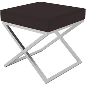 Hocker HARMONY schwarz mit Chromfarben Beine