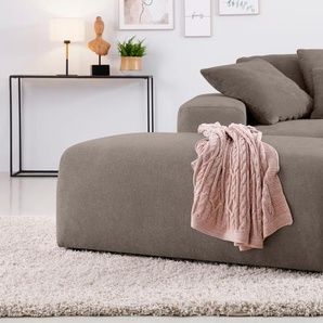 Hocker HOME AFFAIRE Riveo Gr. B/H/T: 121 cm x 46 cm x 67 cm, Struktur Chenille, grau (taupe) Sitzhocker mit Boxspringfederung, auch in Cord-Bezug