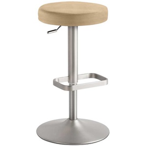Hocker mit Gasdrucklift in Beige Chromfarben