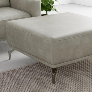 Hocker SIT&MORE Bailando Gr. B/H/T: 86 cm x 45 cm x 86 cm, Luxus-Microfaser mit Prägung, mit Federkern, grau (hellgrau) Sitzhocker mit Federkern und satinierten Nickelfüßen