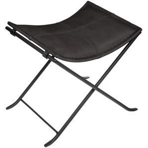 Hocker Vintage Schwarz, Metall und Leder