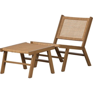 Hocker WOOOD Puk Gr. B/H/T: 57 cm x 41 cm x 54 cm, beige (natur) Gartenhocker BxTxH: 57x54x41 cm